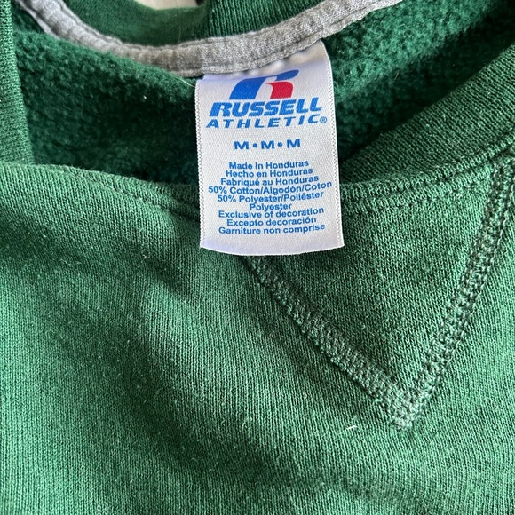 Embroidered basketball net forest green crew neck sweater - Picture 4 of 4